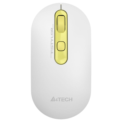 Мышь A4Tech Fstyler FG20 Daisy белый/желтый оптическая (2000dpi) беспроводная USB (4but) /***