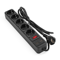 Сетевой фильтр EXEGATE SP-5-USB-1.8B черный /***