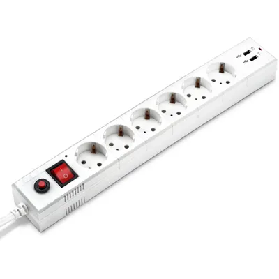 Сетевой фильтр BURO BU-SP3_USB_2A-W 3м (6 розеток) белый (коробка) /***