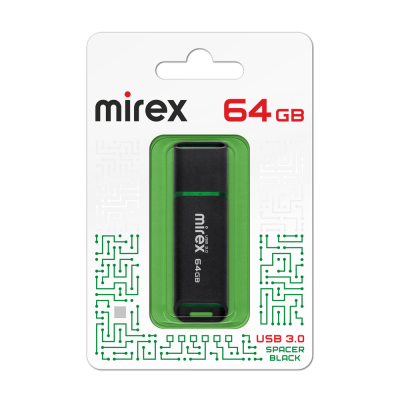 Флэш Карта Mirex 64Gb SPACER BLACK (13600-FM3SPB64) USB 3.0