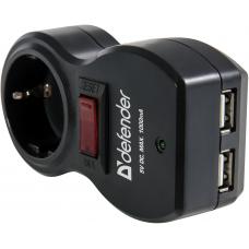 Сетевой фильтр DEFENDER Voyage 100  1 розетка, 2 USB-порта