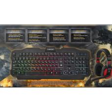 Игровой набор DEFENDER Target MKP-350 мышь+клавиатура+гарнитура+ковер /С